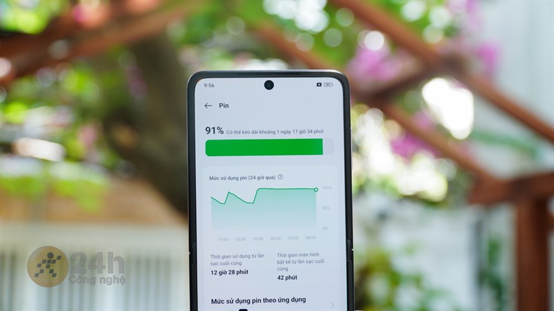 Thời lượng sử dụng pin của OPPO Find N2 Flip tương đối tốt so với một chiếc smartphone gập vỏ sò.