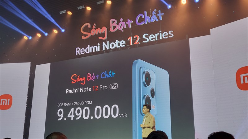 Giá Redmi Note 12 Pro 5G được Xiaomi công bố tại sự kiện ra mắt.