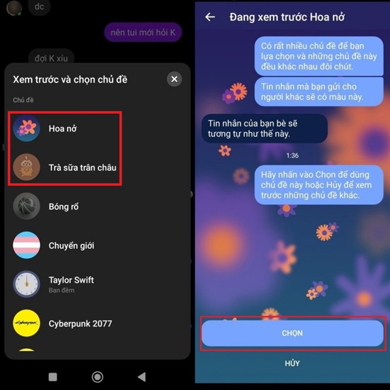 cách đổi theme mới trên Messenger