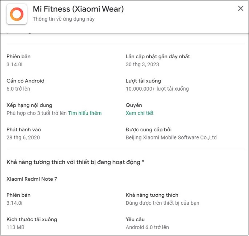 Hiện tại, Google Play Store vẫn chưa có Mi Fitness bản 3.15