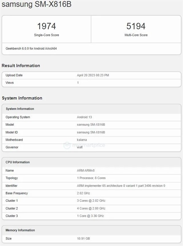 Thông tin của Galaxy S9 Plus trên Geekbench