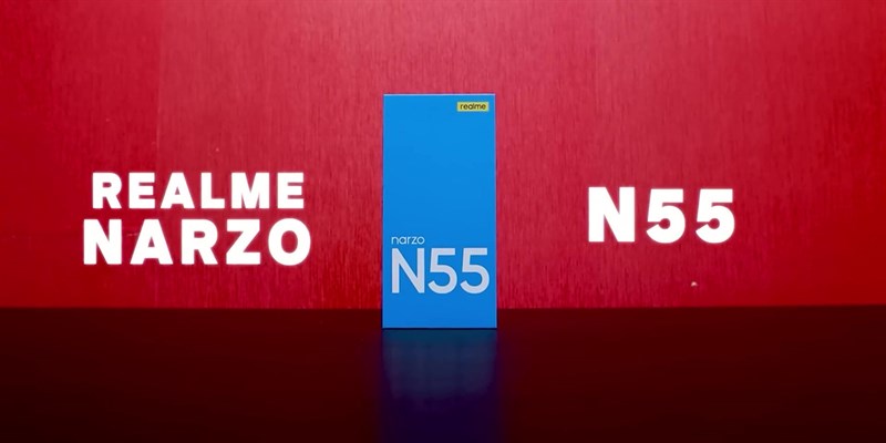 Hộp đựng của realme Narzo N55 có tone màu xanh dương trông rất mát mắt.