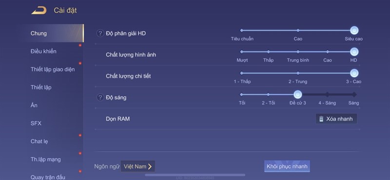 Thiết lập đồ họa trong Liên Quân Mobile mà mình chỉnh để test pin iPhone 13 mini. Thiết lập đồ họa trong Liên Quân Mobile mà mình chỉnh để test pin iPhone 13 mini.