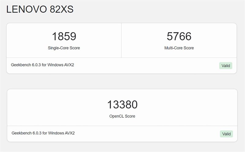 Điểm GeekBench 6 của Lenovo Ideapad Slim 5 Light