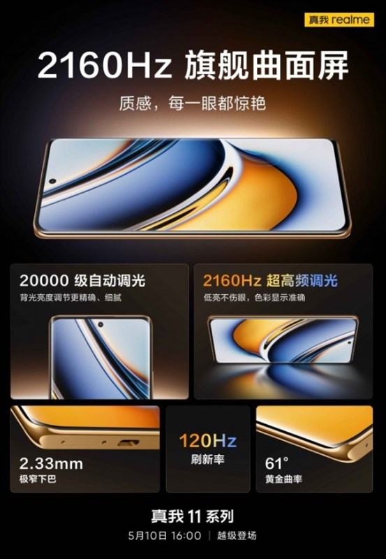 Thông số màn hình của realme 11 Pro+ đã được xác nhận qua poster