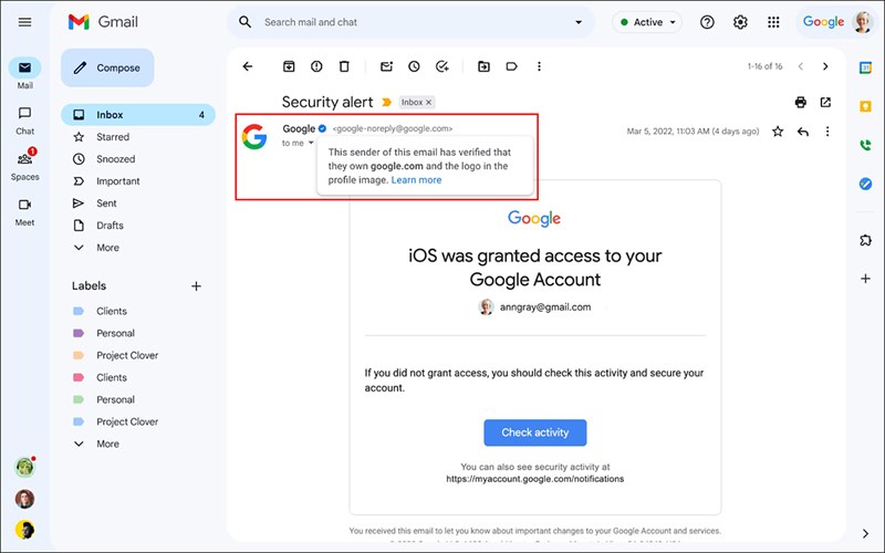 Gmail bắt đầu hiển thị tích xanh cho người gửi xác thực Gmail bắt đầu hiển thị tích xanh cho người gửi xác thực