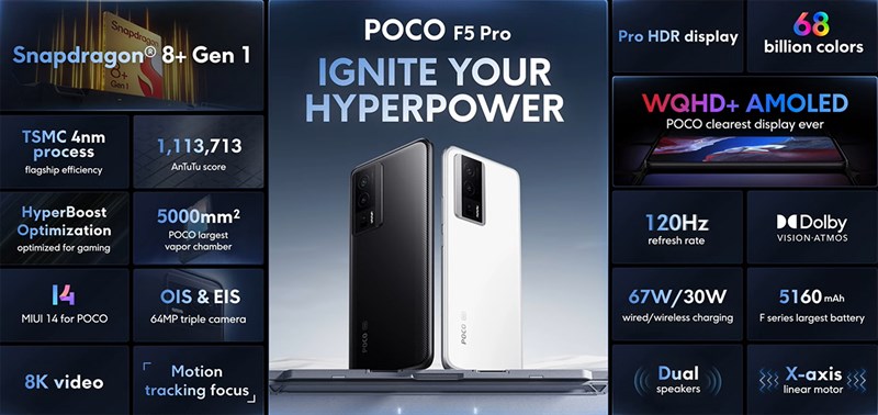 POCO F5 Pro sở hữu cấu hình mạnh mẽ với Snapdragon 8+ Gen 1 POCO F5 Pro sở hữu cấu hình mạnh mẽ với Snapdragon 8+ Gen 1