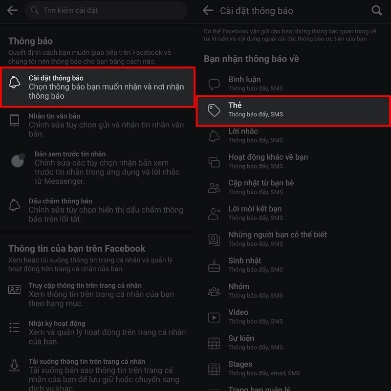 ở danh mục Thông báo thì bạn ấn cho mình vào mục Cài đặt thông báo để tiếp tục bạn nhé.