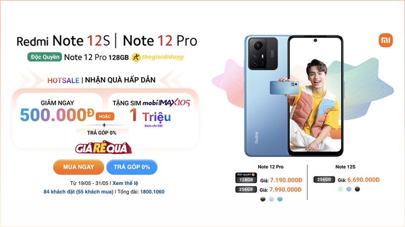 Hotsale Redmi Note 12 Pro | Redmi Note 12S, khuyến mãi khủng đến nửa triệu Hotsale Redmi Note 12 Pro | Redmi Note 12S, khuyến mãi khủng đến nửa triệu