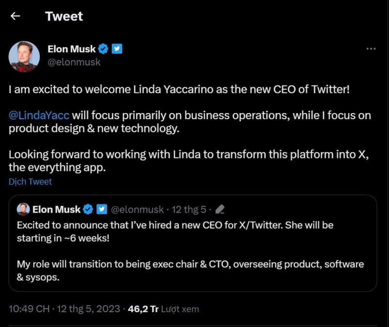 Bài viết thông báo về CEO mới của Twitter Bài viết thông báo về CEO mới của Twitter