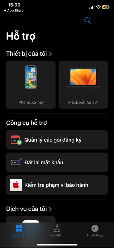 Người dùng có thể sử dụng rất nhiều dịch vụ hỗ trợ của Apple thông qua ứng dụng Người dùng có thể sử dụng rất nhiều dịch vụ hỗ trợ của Apple thông qua ứng dụng