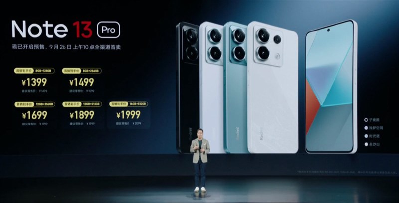Giá Redmi Note 13 Pro được Xiaomi công bố tại sự kiện ra mắt. Nguồn: Xiaomi. Giá Redmi Note 13 Pro được Xiaomi công bố tại sự kiện ra mắt. Nguồn: Xiaomi.