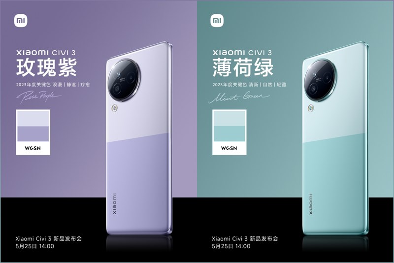Xiaomi hợp tác với WGSN phát hành các phiên bản màu chủ đạo năm 2023 cho Xiaomi CIVI 3 Xiaomi hợp tác với WGSN phát hành các phiên bản màu chủ đạo năm 2023 cho Xiaomi CIVI 3