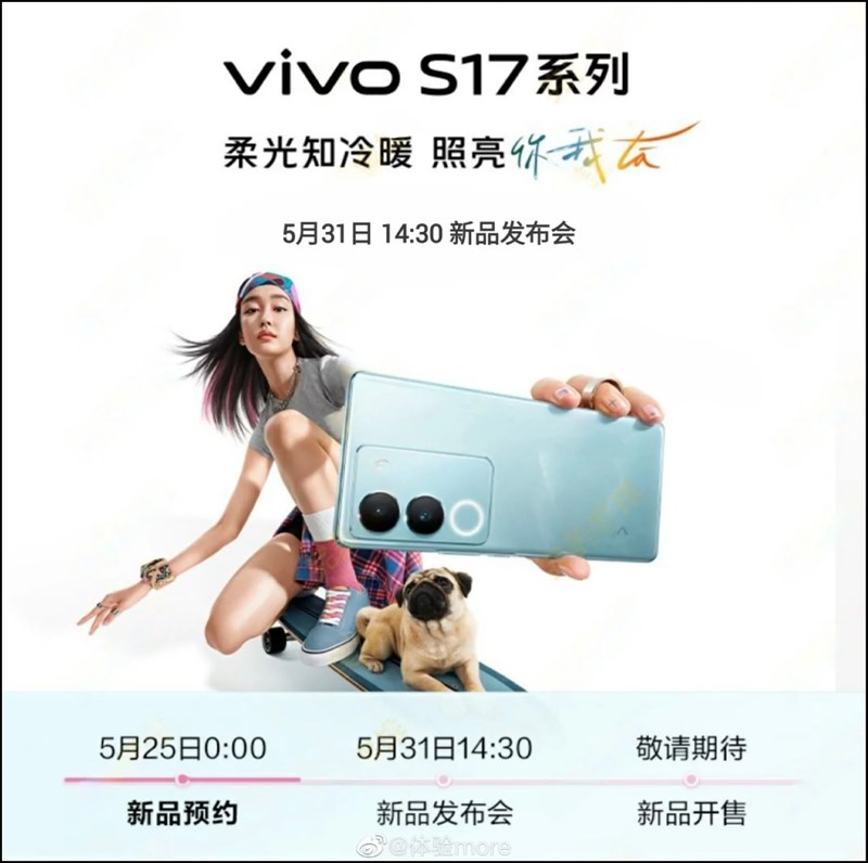 Bộ đôi Vivo S17 và Vivo S17 sẽ ra mắt chính thức vào ngày 31/5 tại Trung Quốc Bộ đôi Vivo S17 và Vivo S17 sẽ ra mắt chính thức vào ngày 31/5 tại Trung Quốc