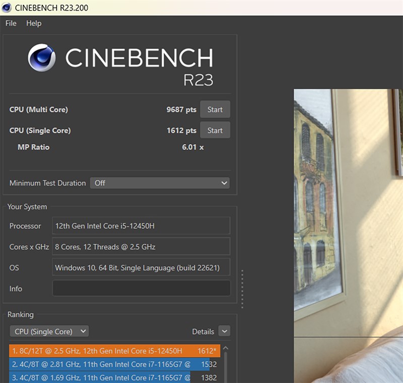 Điểm Cinebench R23 của HP VICTUS 15