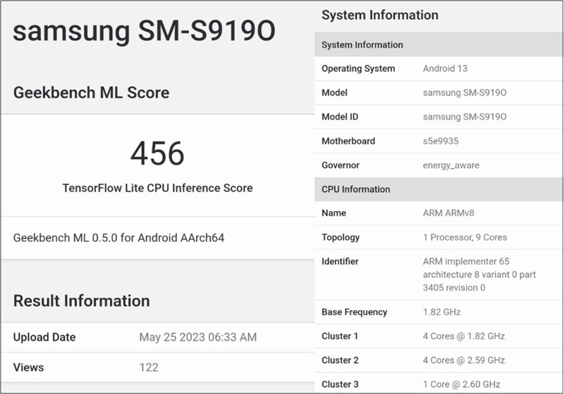 Thông tin về thiết bị SM-S9190 trên Geekbench Thông tin về thiết bị SM-S9190 trên Geekbench