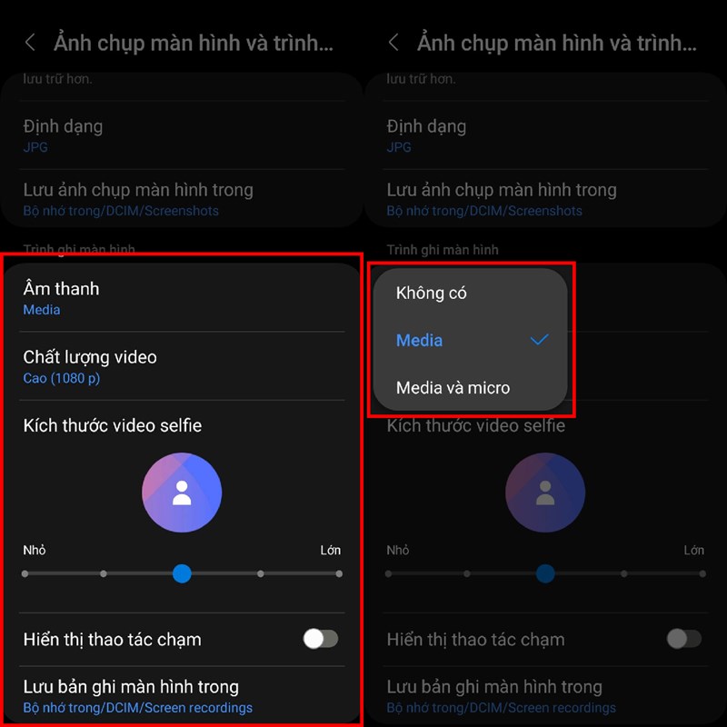 Cách chỉnh chất lượng quay màn hình Samsung Cách chỉnh chất lượng quay màn hình Samsung