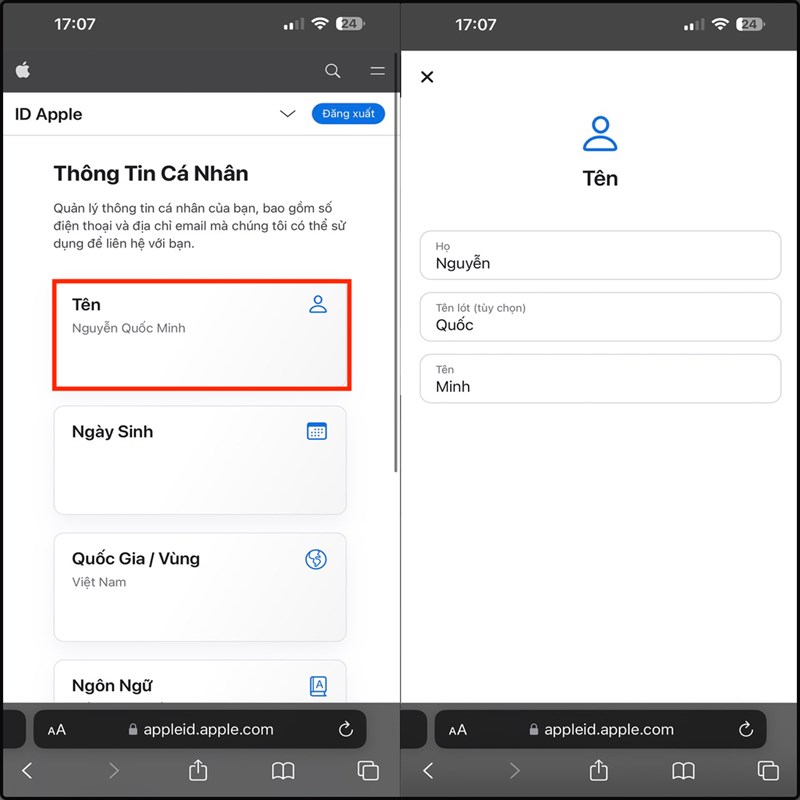 Cách thay đổi thông tin cá nhân trên ID Apple Cách thay đổi thông tin cá nhân trên ID Apple