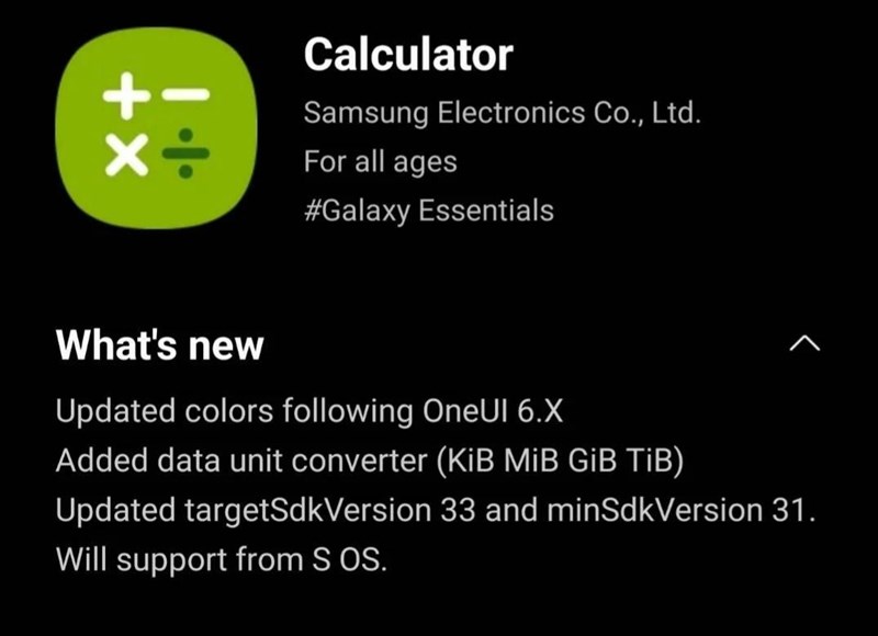 Ứng dụng máy tính trên một vài điện thoại Samsung đã nhận được cập nhật giao diện One UI 6.0 Ứng dụng máy tính trên một vài điện thoại Samsung đã nhận được cập nhật giao diện One UI 6.0