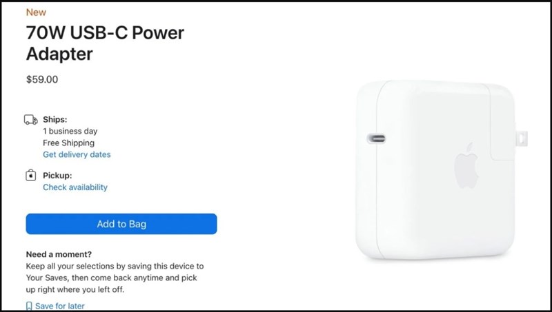 Apple hiện đã mở bán bộ sạc nhanh 70 W mới Apple hiện đã mở bán bộ sạc nhanh 70 W mới