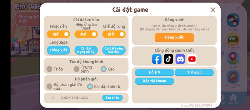 Thiết lập đồ họa Play Together mà mình đặt trên Redmi 12