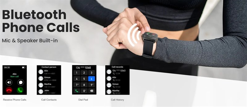 Amazfit Pop 3S hỗ trợ gọi thoại bằng Bluetooth thông qua điện thoại