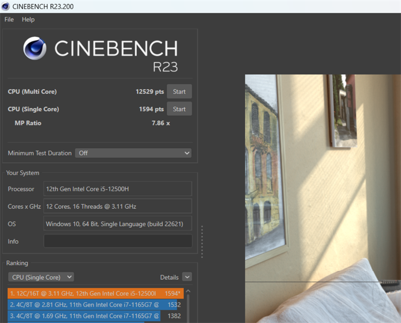 Điểm Cinebench R23 của GIGABYTE G5 GE.