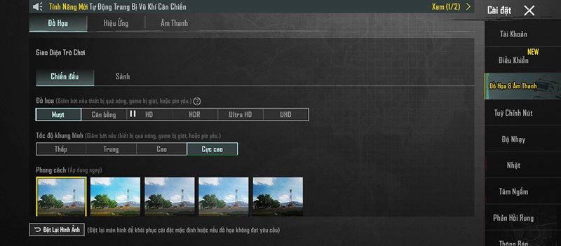 Thiết lập đồ họa PUBG Mobile mà mình đã đặt trên Redmi 12