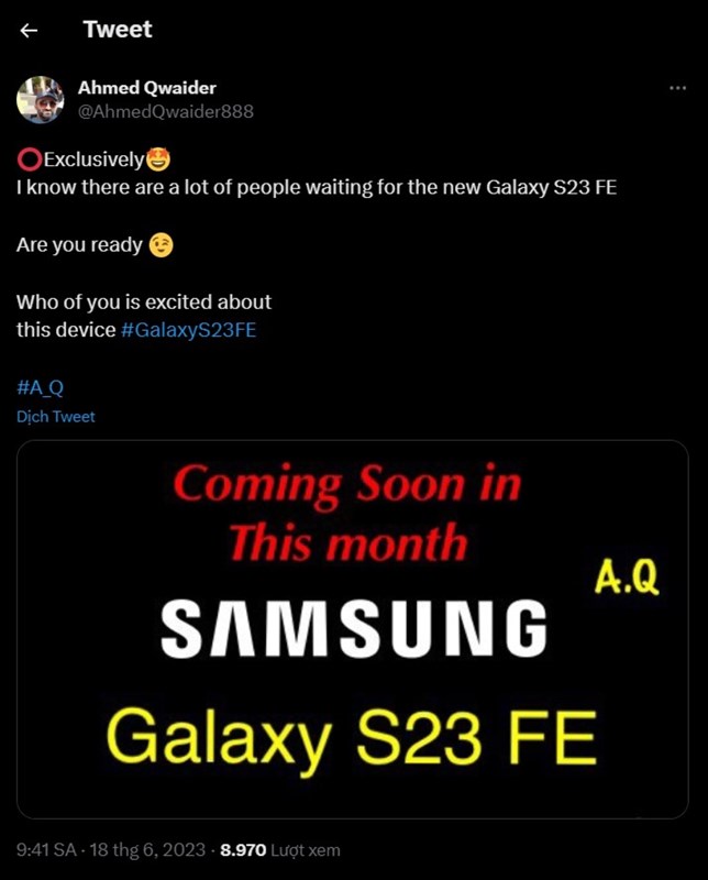 Bài viết rò rỉ thời gian ra mắt của Galaxy S23 FE Bài viết rò rỉ thời gian ra mắt của Galaxy S23 FE