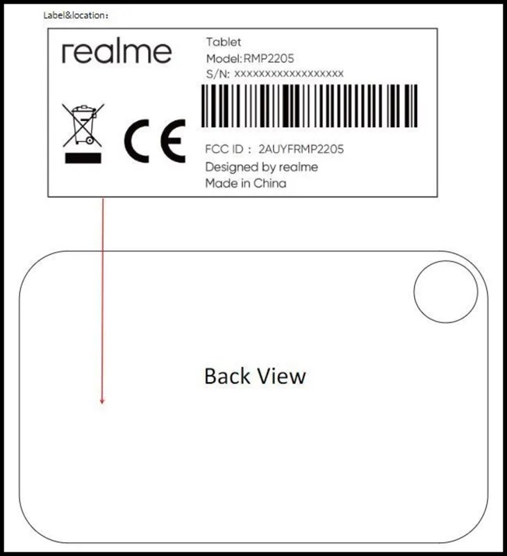 Nhãn máy tính bảng realme RMP2205 Nhãn máy tính bảng realme RMP2205