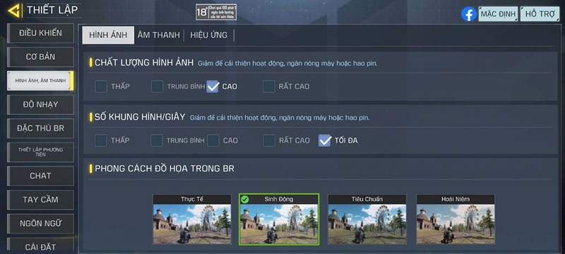 Thiết lập đồ họa Call Of Duty Mobile mà mình đã đặt trên OPPO A98 5G. Thiết lập đồ họa Call Of Duty Mobile mà mình đã đặt trên OPPO A98 5G.