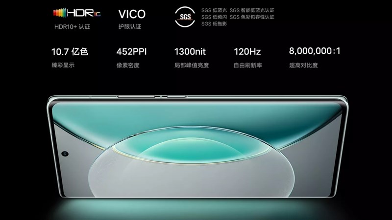 Vivo X90s có màn hình đục lỗ, độ sáng tối đa 1.300 nits và độ tương phản 8.000.000:1 Vivo X90s có màn hình đục lỗ, độ sáng tối đa 1.300 nits và độ tương phản 8.000.000:1