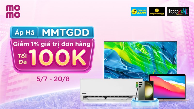 Mua hàng TGDĐ | ĐMX | TopZone: Giảm đến 100.000 đồng khi thanh toán MoMo