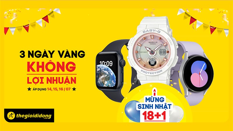 Sinh nhật MWG: 3 ngày không lợi nhuận, smartwatch + đồng hồ thời trang sale 50%++ Sinh nhật MWG: 3 ngày không lợi nhuận, smartwatch + đồng hồ thời trang sale 50%++