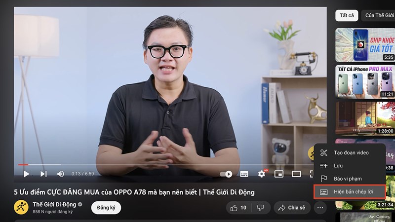 Cách lấy văn bản từ nội dung video trên YouTube