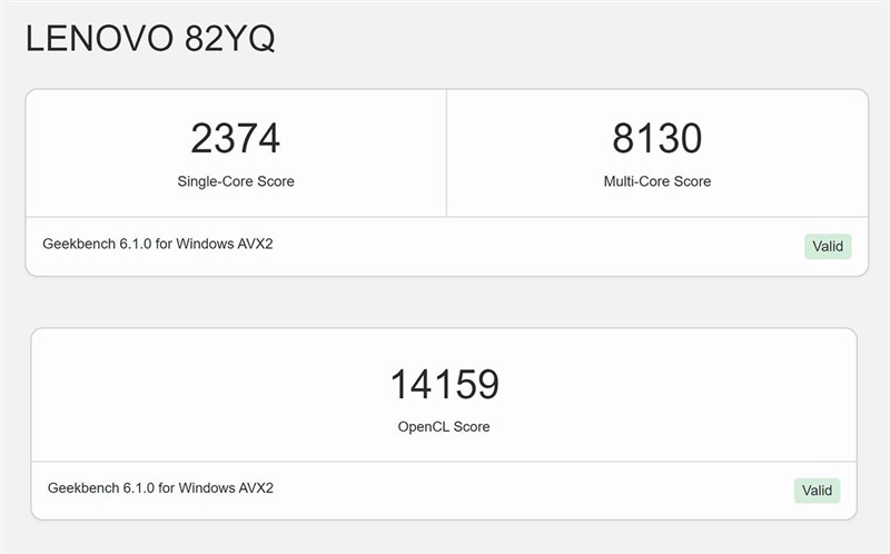 Điểm Geekbench 6 của Lenovo YOGA Book 9i