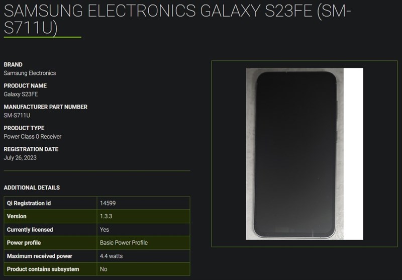 Thông tin về Galaxy S23 FE trên cơ sở dữ liệu Thông tin về Galaxy S23 FE trên cơ sở dữ liệu