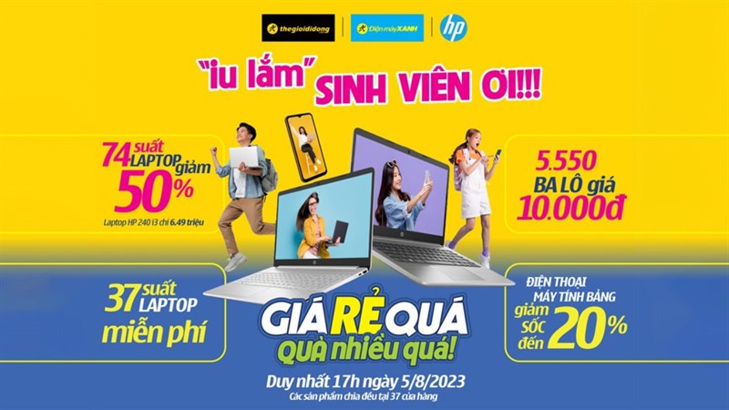 GIÁ RẺ QUÁ - Ngày hội sắm Laptop duy nhất ngày 5/8, cơ hội rinh Laptop giá 0 đồng GIÁ RẺ QUÁ - Ngày hội sắm Laptop duy nhất ngày 5/8, cơ hội rinh Laptop giá 0 đồng