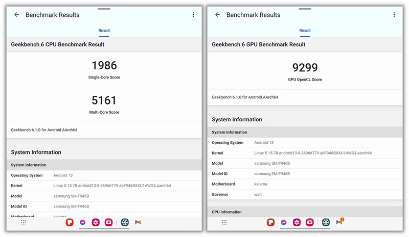 Điểm GeekBench 6 của Galaxy Z Fold 5