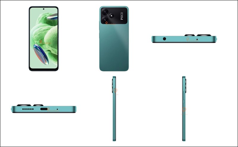 Ảnh render POCO M6 Pro 5G màu xanh