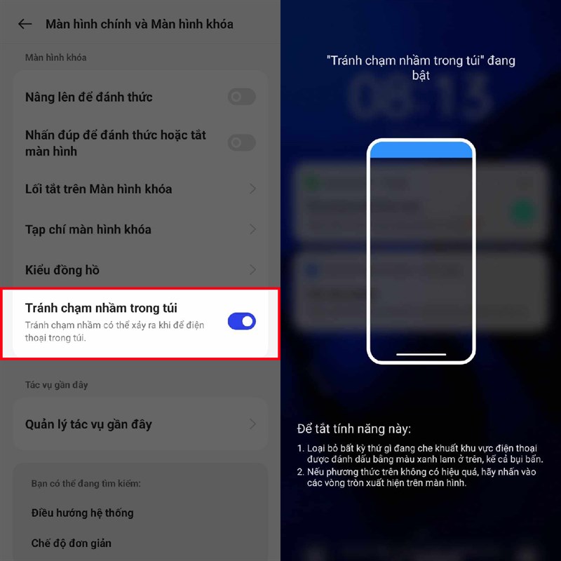 Cách bật tránh chạm nhầm khi tắt màn hình realme Cách bật tránh chạm nhầm khi tắt màn hình realme