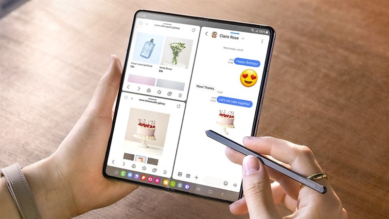 Galaxy Z Fold5 mỏng, nhẹ và gập kín hơn thế hệ trước Galaxy Z Fold5 mỏng, nhẹ và gập kín hơn thế hệ trước