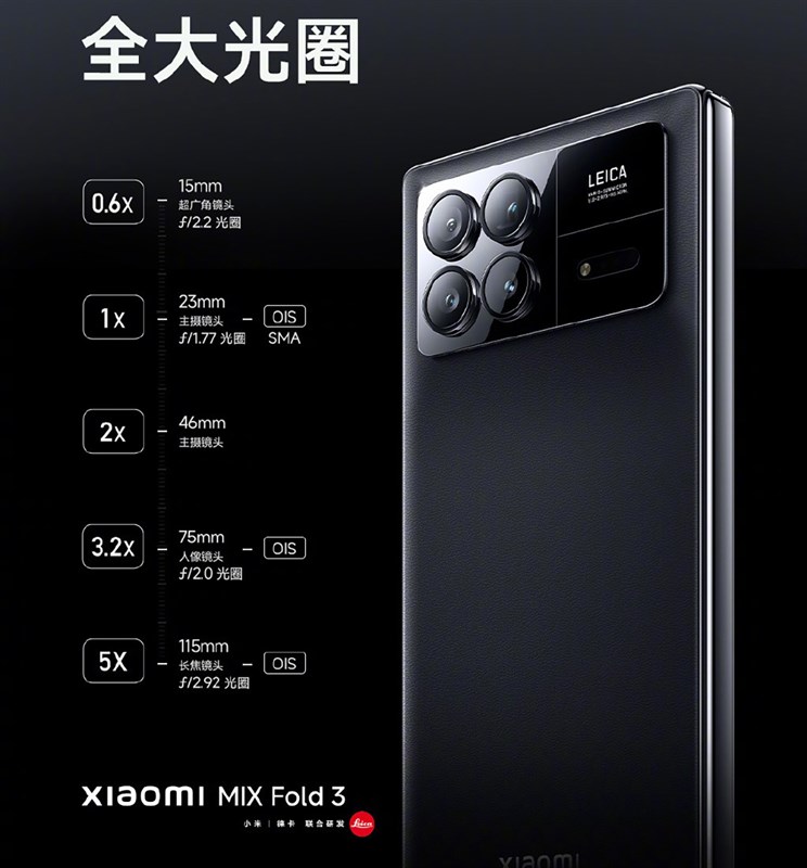 Xiaomi MIX Fold 3 được nâng cấp mạnh ở hệ thống camera