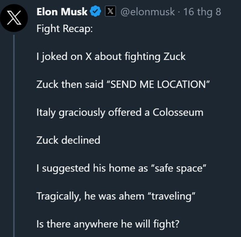 Bài đăng của Elon Musk trên X Bài đăng của Elon Musk trên X