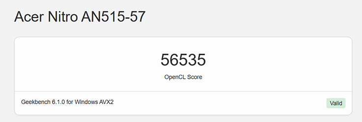 Điểm GeekBench 5 trên Acer Nitro 5 AN515 57. Điểm GeekBench 5 trên Acer Nitro 5 AN515 57.