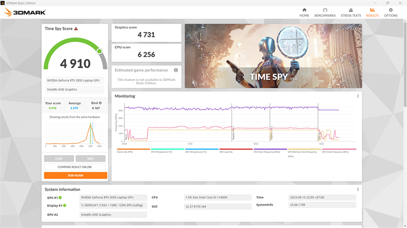Điểm 3Dmark trên Acer Nitro 5 AN515 57. Điểm 3Dmark trên Acer Nitro 5 AN515 57.