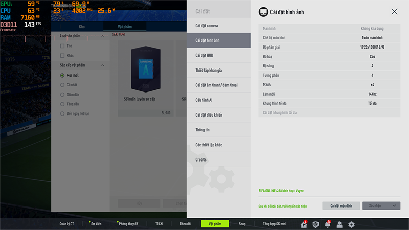 Thiết lập đồ họa game FIFA Online 4 trên Acer Nitro 5 AN515 57. Thiết lập đồ họa game FIFA Online 4 trên Acer Nitro 5 AN515 57.