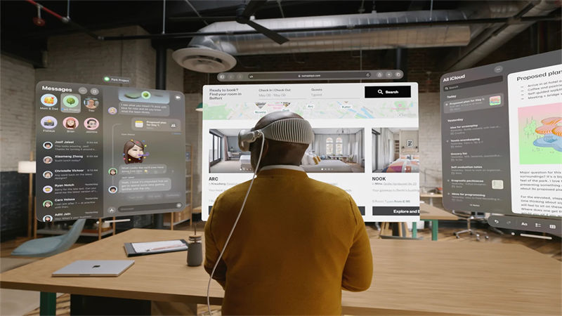 Apple Vision Pro giúp người dùng tương tác được với nhiều ứng dụng cùng lúc