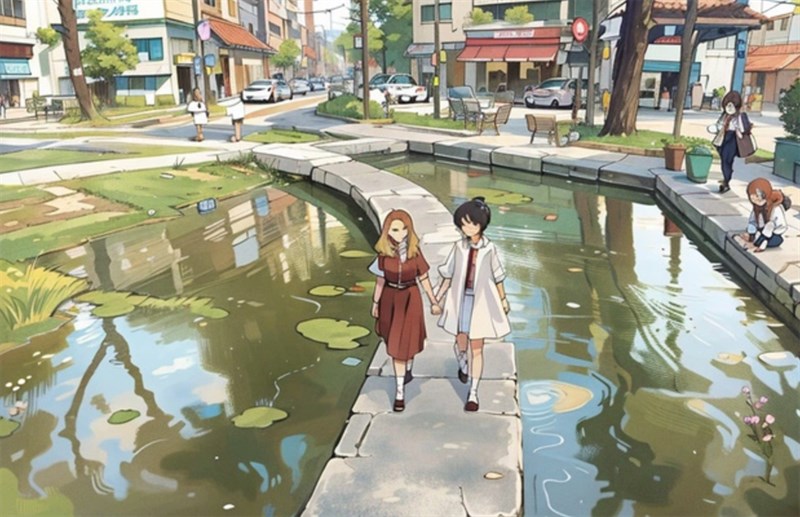 Phong cảnh Hồ Con Rùa được chuyển sang phong cách anime Phong cảnh Hồ Con Rùa được chuyển sang phong cách anime
