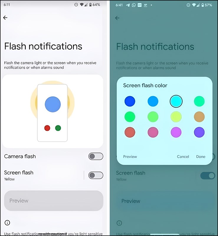 Bạn có thể thay đổi màu sắc của đèn flash màn hình